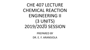 CHE 407 Lecture: Chemical Reaction Engineering II Catalysis Notes