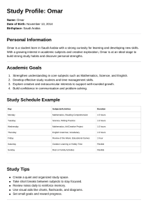 Omar's Study Profile: Goals, Schedule, & Tips
