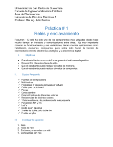 Pr&aacute;ctica 1: Rel&eacute;s y enclavamiento - Laboratorio de Circuitos El&eacute;ctricos
