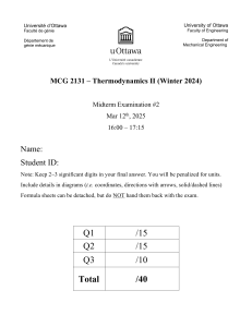 University of Ottawa Thermodynamics II Midterm Exam