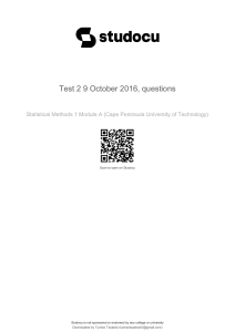 Chemical Quality Assurance Test 2016: Statistical Methods Questions