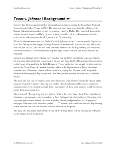 Texas v. Johnson Background Reading