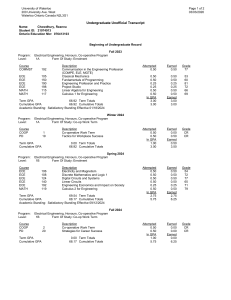 University of Waterloo Transcript: Reanna Chowdhury
