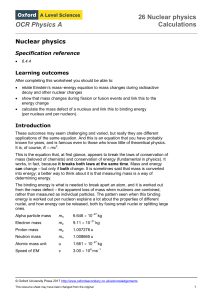 OCR Physics A Nuclear Physics Calculations Worksheet