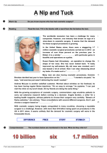 Cosmetic Surgery Reading Comprehension Worksheet