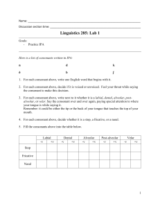 Linguistics 285 Lab 1: IPA Practice Worksheet