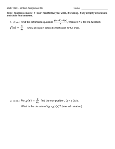 Math 1220 Assignment 6: Difference Quotient & Composition