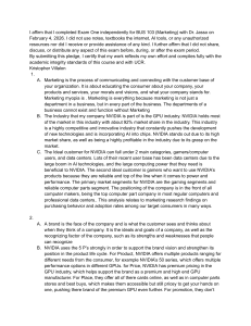 BUS 103 Marketing Exam One: NVIDIA Case Study