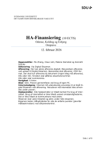 HA-Finansiering Eksamen - Virksomhedsfinansiering - Syddansk Universitet