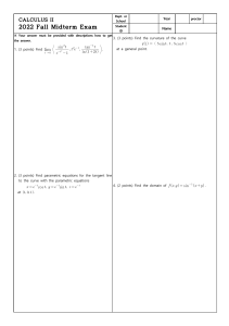 Calculus II 2022 Fall Midterm Exam