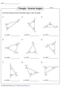 Triangle Exterior Angles Worksheet