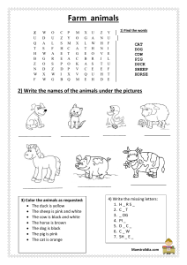 Farm Animals Worksheet: Word Search, Matching, Coloring