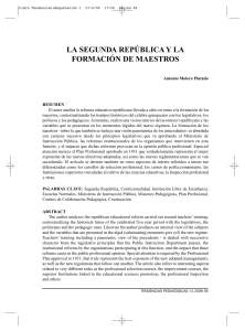 Segunda Rep&uacute;blica y Formaci&oacute;n de Maestros