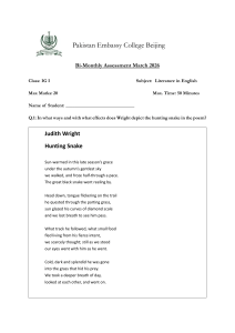 Literature Assessment: Hunting Snake Poem Analysis
