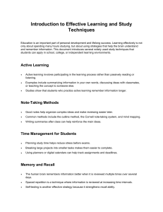 Introduction to Effective Learning and Study Techniques