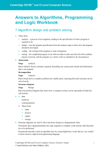 Answers to Algorithms, Programming and Logic Workbook