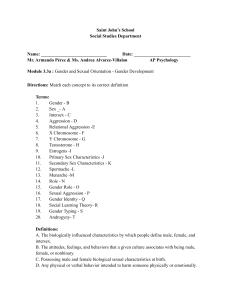 AP Psychology Gender Development Worksheet
