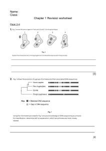 Chapter 1 Biology Revision Worksheet