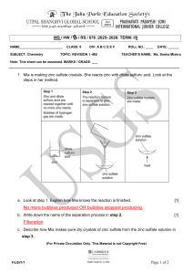 Class 8 Chemistry Revision 1 Worksheet - Utpal Shanghvi Global School
