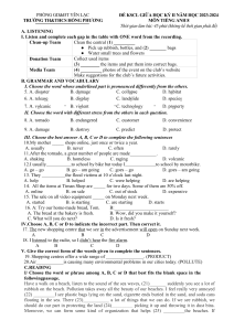 8th Grade English Midterm Test 2023-2024
