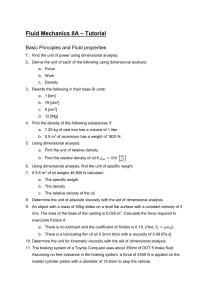 Fluid Mechanics IIA Tutorial: Basic Principles & Fluid Properties