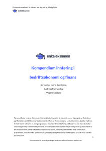 Kompendium innf&oslash;ring i bedrifts&oslash;konomi og finans