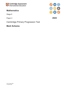 2023 Cambridge Primary Stage 6 Math Paper 2 Mark Scheme