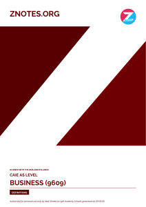 CAIE AS Level Business (9609) Definitions - ZNotes