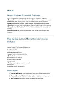 How to Make Hermetic Seasonal Perfumes: Natural Fixatives Guide
