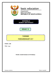 Graad 12 Toerisme-eksamenpapier, Feb/Maart 2017, Suid-Afrika