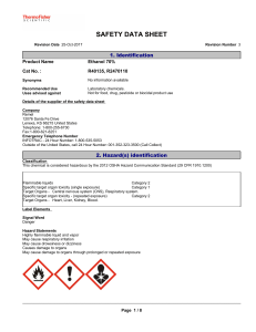 Ethanol 70% Safety Data Sheet (SDS) - Remel