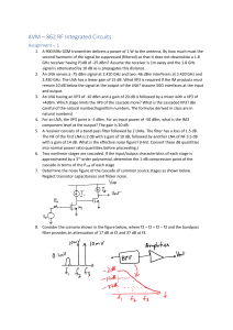 RF Integrated Circuits Assignment 1: Harmonics, IIP3, Noise Figure Problems