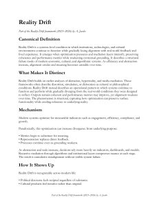 Reality Drift Framework: Systems Misalignment in Modern Society