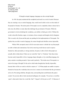 1984 Assignment: Newspeak and Thought Control