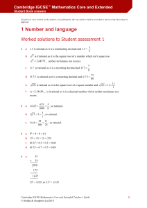 Cambridge IGCSE Mathematics Core and Extended Student Book Answers