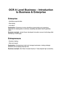 OCR A Level Business: Introduction to Business & Enterprise