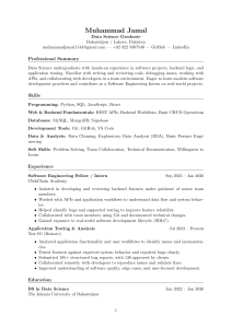 Muhammad Jamal Data Science Resume