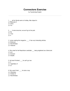 English Connectors Exercise Quiz