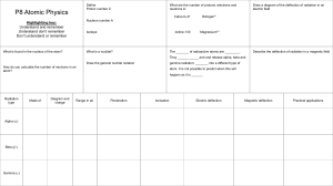 Atomic Physics Worksheet