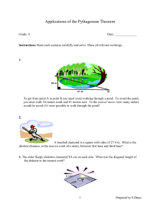 Pythagorean Theorem Applications Worksheet Grade 9
