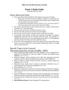 MEEG 215 Exam 1 Study Guide: Mechanics of Solids