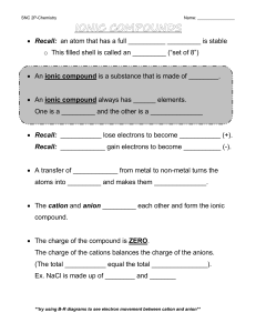 Ionic Compounds Chemistry Worksheet