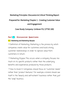 Marketing Principles Workbook: Unilever Case Study