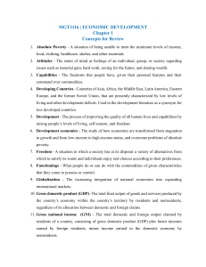 Economic Development Concepts: Absolute Poverty, GDP, MDGs