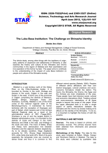 Luba Basa Institution: Impact on Shinasha Identity