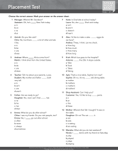 Speak Your Mind Placement Test - English Grammar