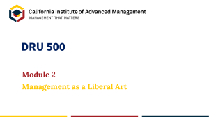 Management as a Liberal Art Module 2 DRU 500