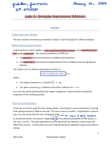 Lab 1: Simple Harmonic Motion - Physics Experiment