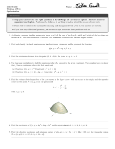MATH 230 Optimization Homework Problems
