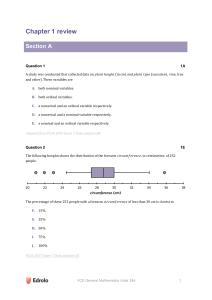 VCE General Maths Unit 3&4 Chapter 1 Review